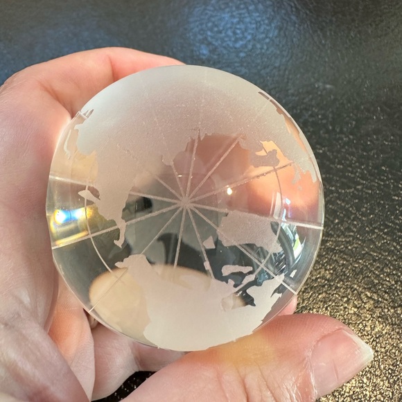 Glass Globe Paperweight Frosted Round World Globe  Desk Decor - Picture 5 of 6